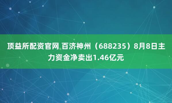 顶益所配资官网 百济神州（688235）8月8日主力资金净卖出1.46亿元